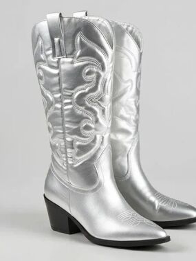 Silver Western Cowboy Boots for Women SIZE 8.5 Womens